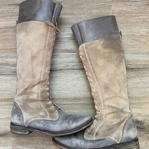 Suede/leather lace up boots